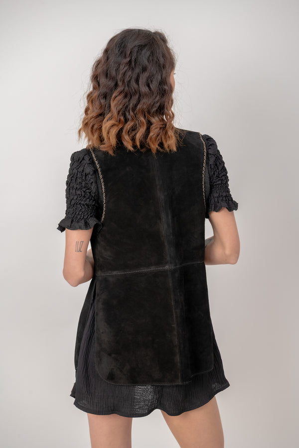 Chaleco cuero TAMESIS - Negro