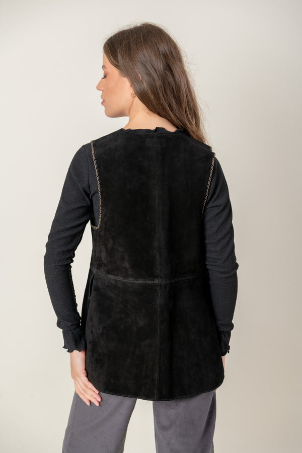 Chaleco cuero TAMESIS - Negro